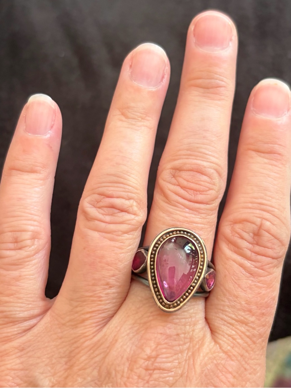 Lika Behar Sterling Silver 18K Rose Gold Estate Pink Tourmaline Ring